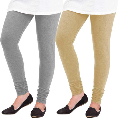 Swastik Stuffs Ankle Length Winter Wear Legging(Grey, Beige, Solid)