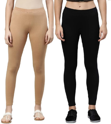 ZAYANQA Ankle Length Western Wear Legging(Black, Beige, Solid)