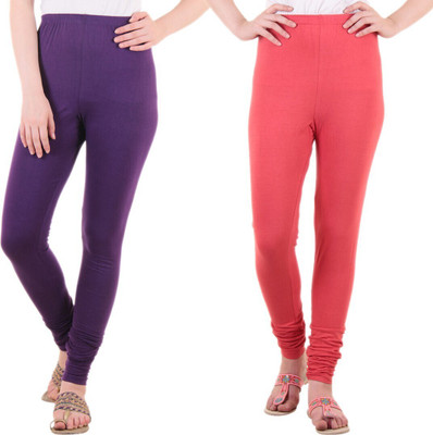 DIAZ Churidar Length Ethnic Wear Legging(Purple, Pink, Solid)