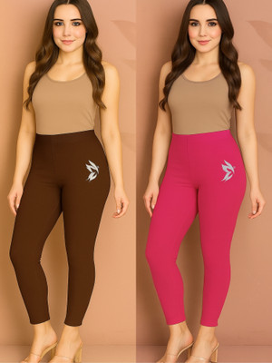 DRENTERPRISES Ankle Length Ethnic Wear Legging(Brown, Pink, Solid)