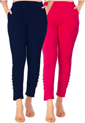KK YARA Ankle Length  Ethnic Wear Legging(Pink, Dark Blue, Solid)