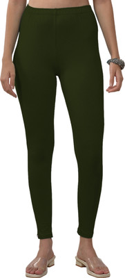 Lyra Ankle Length  Western Wear Legging(Green, Solid)