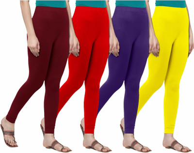 F A T A H Churidar  Ethnic Wear Legging(Red, Solid)