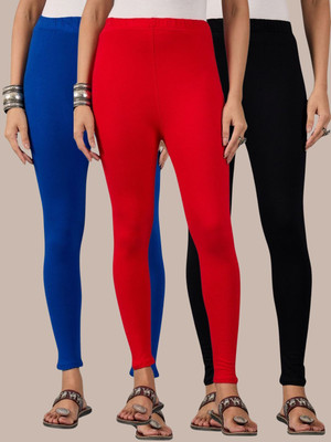 QIOA Ankle Length Western Wear Legging(Blue, Black, Red, Solid)