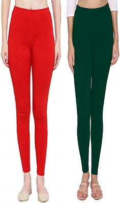 fheo Ankle Length Ethnic Wear Legging(Red, Solid)