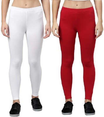 ZAYANQA Ankle Length Western Wear Legging(White, Red, Solid)