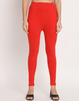 thread plus Ankle Length  Ethnic Wear Legging(Red, Solid)