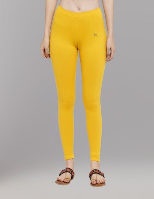 Trend Level Ankle Length Western Wear Legging(Yellow, Solid)