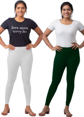 XUFA Ankle Length  Ethnic Wear Legging(White, Solid)
