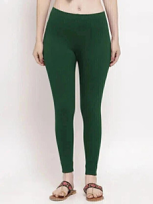 Moksh Ankle Length Western Wear Legging(Dark Green, Solid)
