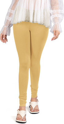 INDIAN FLOWER Churidar  Western Wear Legging(Yellow, Solid)