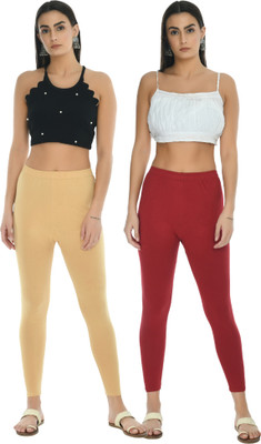 Sukhharta Ankle Length  Western Wear Legging(Beige, Maroon, Solid)