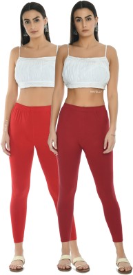 Navelly Ankle Length  Western Wear Legging(Red, Maroon, Solid)