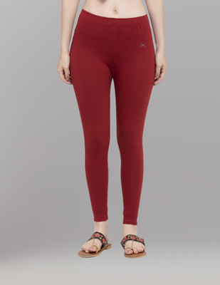Trend Level Ankle Length Western Wear Legging(Maroon, Solid)
