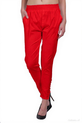 Anything Ankle Length  Western Wear Legging(Red, Solid)
