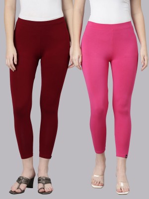 TWIN BIRDS 3/4th/Calf Length Western Wear Legging(Maroon, Pink, Solid)