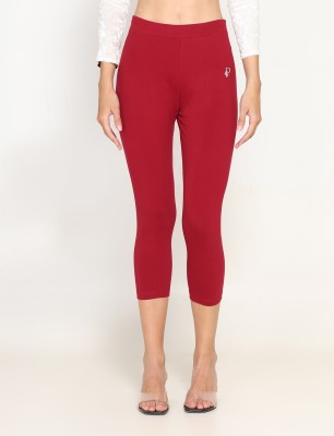 PINKANDPINK 3/4th/Calf Length Western Wear Legging(Red, Solid)