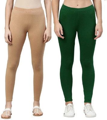 ZAYANQA Ankle Length Western Wear Legging(Beige, Green, Solid)