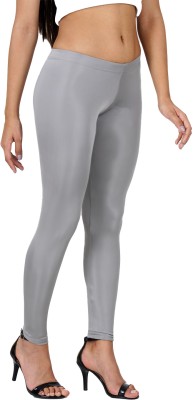 INDIAN FLOWER Ankle Length Western Wear Legging(Silver, Solid)