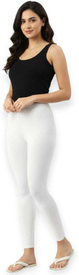DK Creation Ankle Length Western Wear Legging(White, Solid)