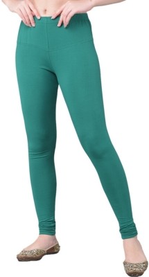 Comfort Lady Churidar Length Ethnic Wear Legging(Green, Solid)