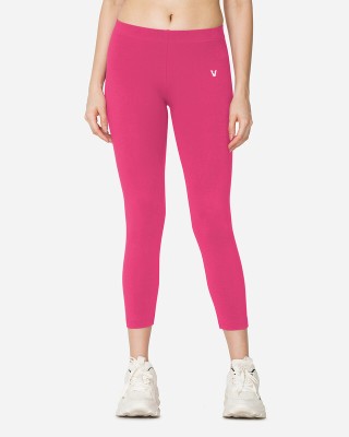 V Star Ankle Length Western Wear Legging(Pink, Solid)