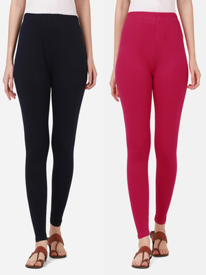 QIOA Ankle Length  Western Wear Legging(Black, Pink, Solid)