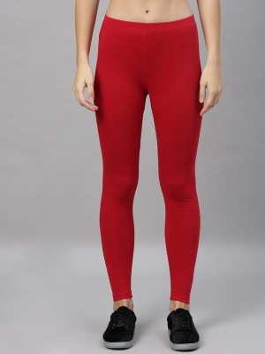 Kryptic Ankle Length Western Wear Legging(Red, Solid)