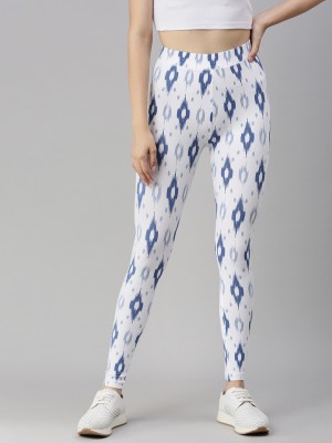 De Moza Ankle Length  Western Wear Legging(Blue, Printed)