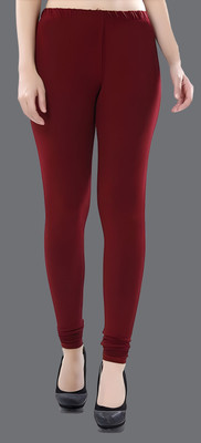 DEERHORN Churidar  Ethnic Wear Legging(Maroon, Solid)