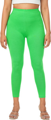 LoveiT Ankle Length Western Wear Legging(Light Green, Solid)