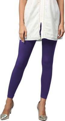 Kapok Gold Ankle Length  Ethnic Wear Legging(Purple, Solid)