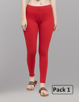 ABE Ankle Length Western Wear Legging(Red, Solid)