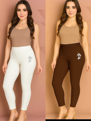 KK YARA Ankle Length  Ethnic Wear Legging(White, Brown, Solid)