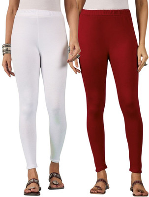 DIMPY GARMENTS Ankle Length Western Wear Legging(Maroon, White, Solid)