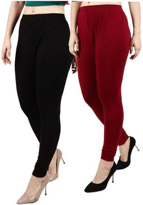 Qeheem Churidar  Ethnic Wear Legging(Black, Maroon, Solid)