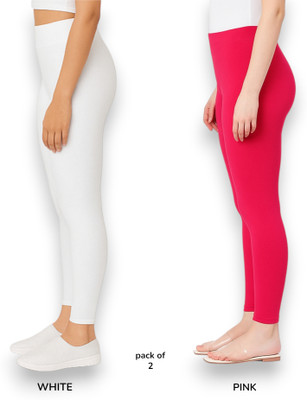 CCFFASHION Ankle Length Western Wear Legging(Pink, White, Solid)