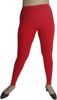 menena Ankle Length Western Wear Legging(Red, Solid)