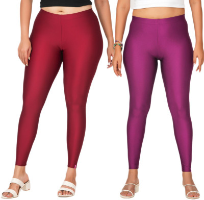 LoveiT Ankle Length Western Wear Legging(Maroon, Purple, Solid)