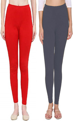fheo Ankle Length Ethnic Wear Legging(Red, Solid)