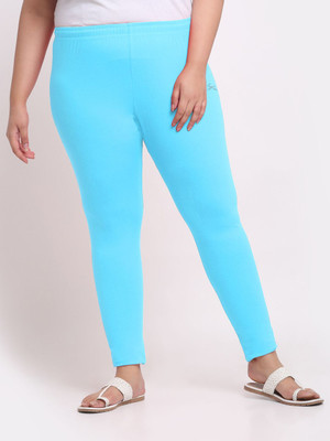 Trend Level Ankle Length Western Wear Legging(Light Blue, Solid)