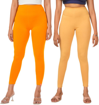 LoveiT Ankle Length Western Wear Legging(Yellow, Beige, Solid)