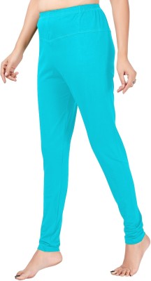 FLY FREE Churidar Length Western Wear Legging(Light Blue, Solid)