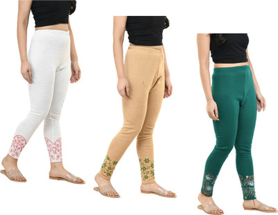 Indistar Ankle Length  Western Wear Legging(White, Beige, Green, Solid)