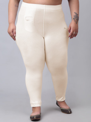 Trend Level Ankle Length Western Wear Legging(White, Solid)