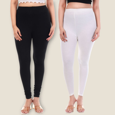 tpf Churidar Length Western Wear Legging(Black, White, Solid)