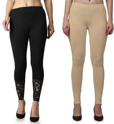 aakrushi Ankle Length  Ethnic Wear Legging(Black, Beige, Solid)