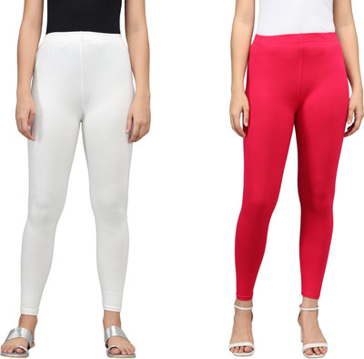 thread plus Ankle Length  Ethnic Wear Legging(White, Purple, Solid)