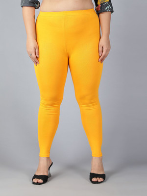 Plus Size Ankle Length Ethnic Wear Legging(Yellow, Solid)