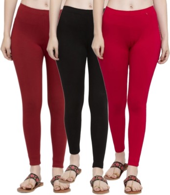 Lamina Collections Ankle Length Ethnic Wear Legging(Maroon, Black, Red, Solid)